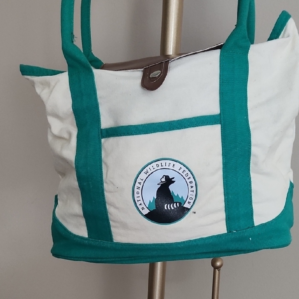 Green and White Tote Bag